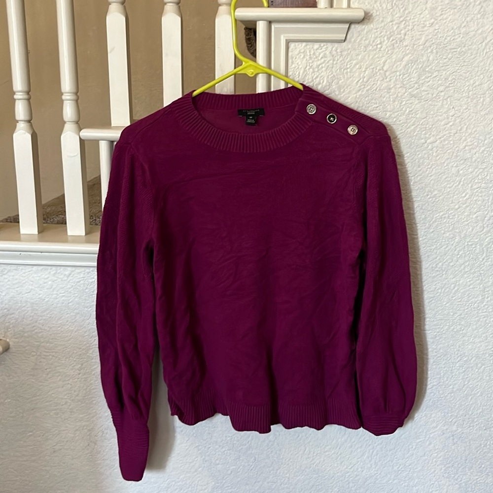 Megenta purple sweater with shoulder buttons